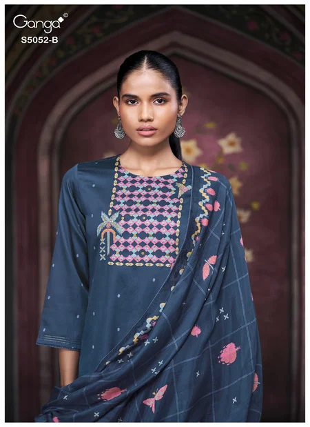 Nyrisha 5052 By Ganga Cotton Satin Printed Dress Material